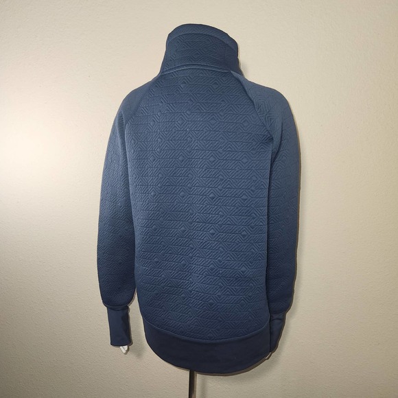 Athleta Jacquard Elevation Pullover Quilted Sweatshirt, Navy Blue, Size Small - Picture 4 of 10